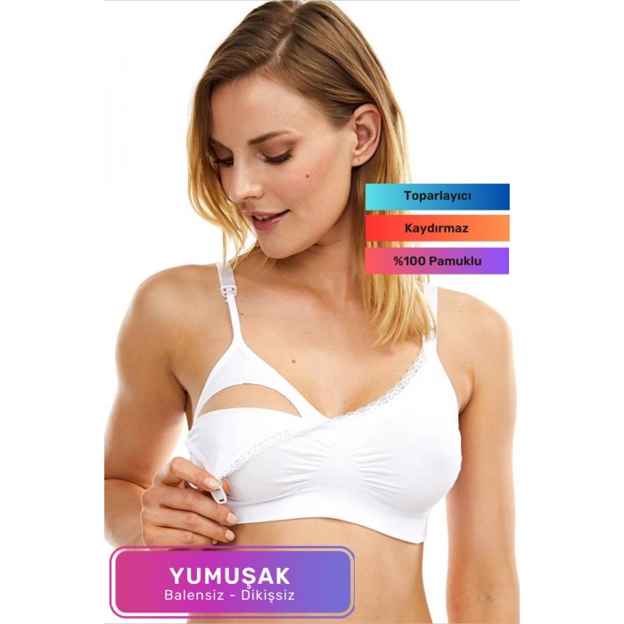 Yumuşak Toparlayıcı Rahat Dayanıklı Tam Kalıp Dikişsiz Pamuklu Balensiz Emzirme Sütyen
