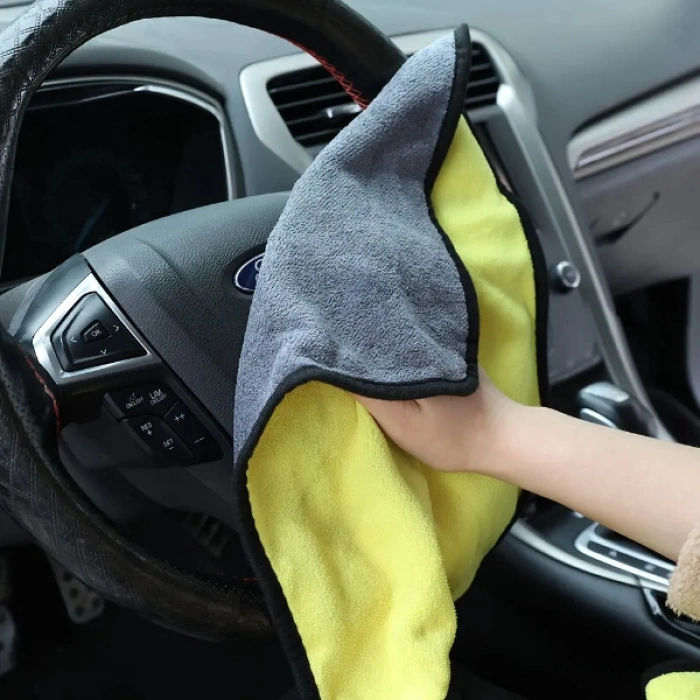 Özel Üretim Emici Kalın Yumuşak Kurulama Oto Detay Yünlü Mikrofiber Araba Temizlik Bezi 50x70 cm