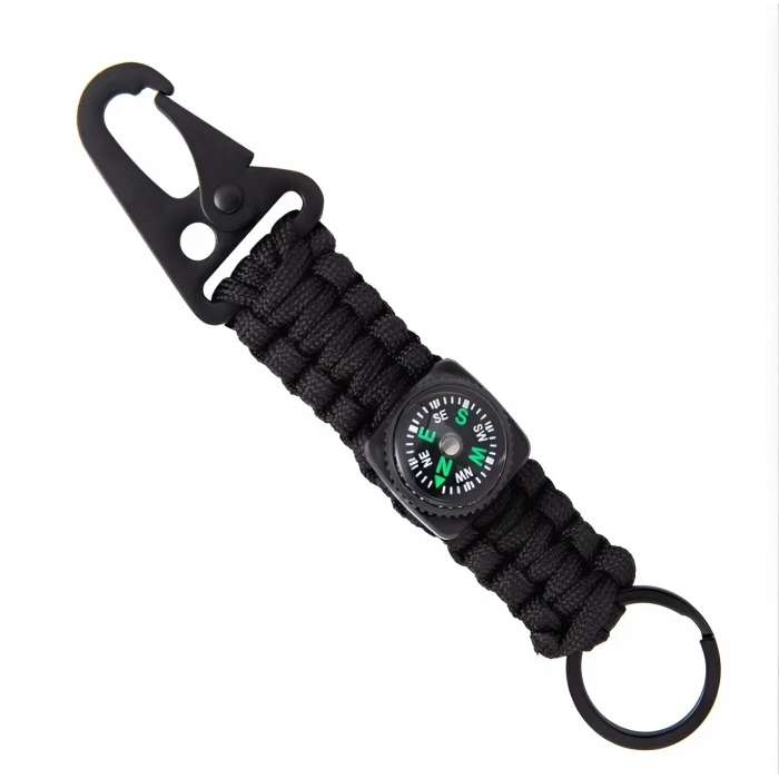 #Anahtarlık Taktik Kamp Dağcılık Dayanıklı Çelik Klipsli Karabinmalı Şık Outdoor Anahtarlık Siyah
