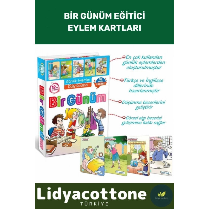Zeka Geliştirici Dil Eğitici Kişisel Gelişim Çocuk Bir Günüm Eylem Resimli Aktivite Kartları