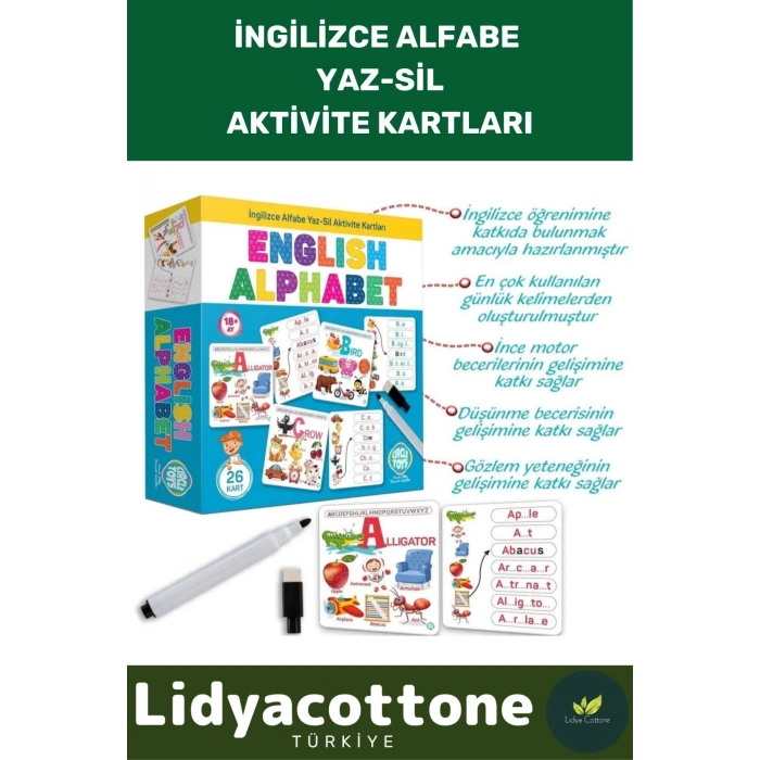 Zeka Geliştirici Eğitici El Göz Koordinasyonu İngilizce Öğreniyorum Alfabe Oyun Kartları