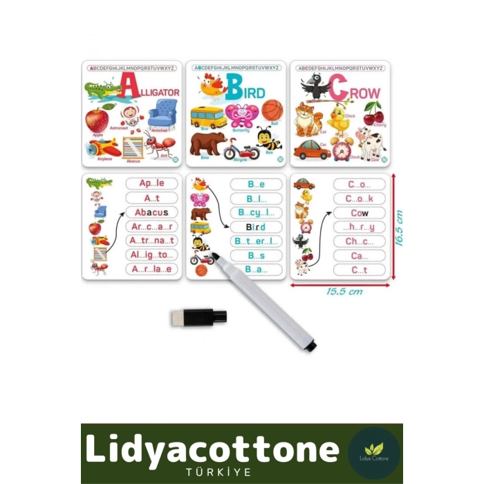 Zeka Geliştirici Eğitici El Göz Koordinasyonu İngilizce Öğreniyorum Alfabe Oyun Kartları
