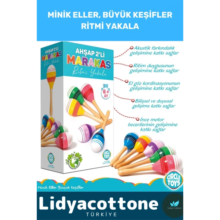 Zeka Geliştirici Eğitici Kişisel Gelişim Ritim Ses Algı Bebek Çocuk Müzik Ahşap Renkli Marakas 2li