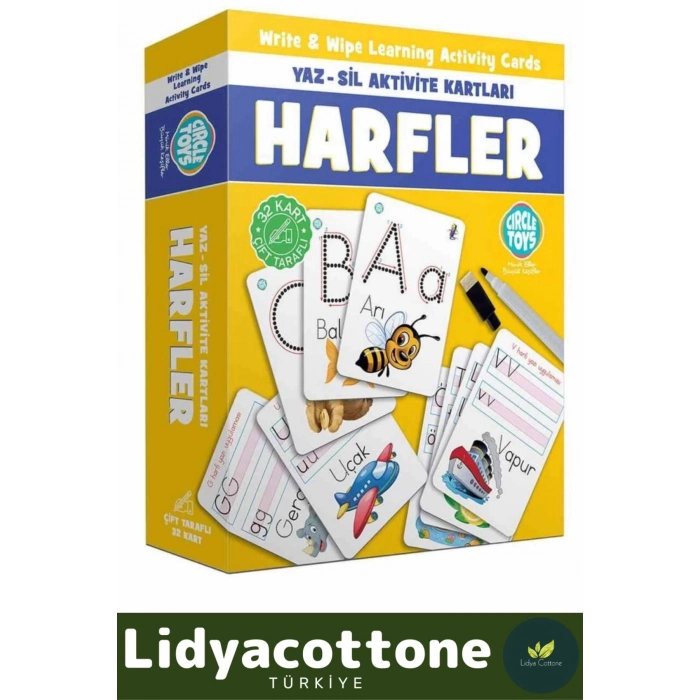 Zeka Geliştirici Kişisel Gelişim Çocuk Harfler Yaz Sil Aktivite Kartları Koordinasyon Geliştirici