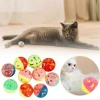 Özel Üretim Kedi Oyun Eğlence Canlı Renk Dayanıklı Aktif 4lü Çıngıraklı Top Kedi Oyuncağı