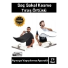 Premium Pratik Vakumlu Aynaya Yapıştırma Aparatlı Evde Saç Sakal Kesme Siyah- Beyaz Set Tıraş Örtüsü
