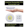 Özel Av Kamp Ev Okul Araba Otel Pilli Uzaktan Kumandalı Yapışkanlı Dayanıklı 3Lü Led Spot 1 Adet