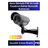 Özel Ev Apartman Bahçe İş Yeri Gece Görüşlü Pilli Ledli Caydırıcı Sahte Güvenlik Kamerası 2li Set