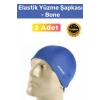 Özel Üretim Su Geçirmez Silikon Yüzücü Havuz Ve Deniz Bonesi Elastik Yüzme Şapkası 2li Set