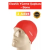 Özel Üretim Su Geçirmez Silikon Yüzücü Havuz Ve Deniz Bonesi Elastik Yüzme Şapkası 2li Set