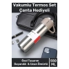 Özel Üretim Paslanmaz Çelik 3 Bardaklı Soğuk Sıcak Termos Vakumlu Termos Set Çanta Hediyeli 550 Ml