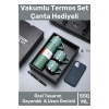 Özel Üretim Paslanmaz Çelik 3 Bardaklı Soğuk Sıcak Termos Vakumlu Termos Set Çanta Hediyeli 550 Ml