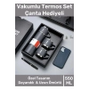 Özel Üretim Paslanmaz Çelik 3 Bardaklı Soğuk Sıcak Termos Vakumlu Termos Set Çanta Hediyeli 550 Ml