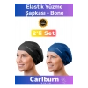 Premium Su Geçirmez Sızdırmaz Renkli Silikon Yüzücü Havuz Deniz Bone Elastik Yüzme Şapkası 2li Set
