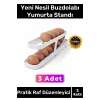Premium Buzdolabı Plastik 2 Katlı Kullanışlı Pratik Raf Düzenleyici Yeni Nesil Yumurta Standı 3 Adet
