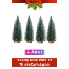 Mini Çam Masaüstü Minyatür Dekorasyon Küçük Süs Kar Yeni Yıl Noel Yapay Sedir Ağacı 15cm 4 Adet