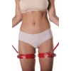 Özel Üretim Erotik Seksi Şık Kırmızı Jartiyer Kemerinden Tutturmalı Bileklikli Harness Fantazi Set