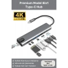 8 Girişli Macbook Pro Air Usb Type-c Hub Dönüştürücü Çevirici Çoklayıcı Usb Hdmi Micro SD 8in1