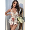 Özel Üretim Erotik Seksi Şık Rahat Mikro Üstüne Çiçek Baskılı Dantelli Babydoll Fantezi Gecelik