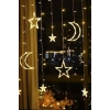 Özel Üretim 8 Fonksiyonlu Fişli Uzatma Kablolu Gün Işığı 6 Saçaklı 12 Adet Ay Yıldız Perde Led 3m