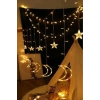 Özel Üretim 8 Fonksiyonlu Fişli Uzatma Kablolu Gün Işığı 6 Saçaklı 12 Adet Ay Yıldız Perde Led 3m