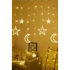 Özel Üretim 8 Fonksiyonlu Fişli Uzatma Kablolu Gün Işığı 6 Saçaklı 12 Adet Ay Yıldız Perde Led 3m