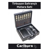 Paslanmaz Çelik 8.Oz 2 Shot Bardaklı Tirbuşon Ahşap Kutulu Satrançlı Alkol Deri Matara Seti 17*13 Cm