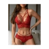 Özel Tasarım Erotik Seksi Şık Cezbedici Rahat Kadın Zarif Kırmızı Dantel İpli Fantezi Sütyen Takım