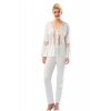 Yeni Sezon Rahat Çeyizlik Kadın Büyüleyici Şık Zarif Beyaz Penye Pijama Takımı