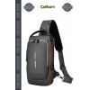 #Çanta USB Şarj Bağlantılı Çok Gözlü Kilitli Powerbank Destekli Fermuarlı Erkek Ön Göğüs Çantası