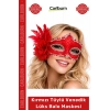 #BaloMaskesi Kırmızı Tüylü Venedik Lüks Parti Kostüm Aksesuarı Gösterişli Şıklık Balo Maskesi