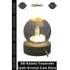 #CamKüre Masaüstü Dekorasyon Estetik Ahşap Işıklı 3D Galata Tasarımlı Işıklı Kristal Cam Küre