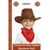 #KostümSeti Western Parti Kostüm Uyumlu Konfor Çocuk Kovboy Şapka Kahverengi Kırmızı Bandana Seti