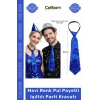 #Kravat Göz Alıcı Sahne Kostüm Aksesuarı Hazır Mavi Renk Pul Payetli Işıltılı Parti Kravatı 33 cm