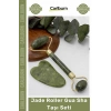 Cilt Bakımı Yeşim Taşı Yüz Masajı Sıkılaştırma Doğal Gençleştirici Jade Roller Gua Sha Taşı Seti