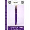 #Kalem Lazer Baskı Promosyon Hediye Lüks Ofis İmza Kalemi Altın Premium Mor Metal Roller Kalem