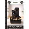 #Şelale Modern Siyah USB Bağlantılı Hediyelik Zen LED Işıklı 3 Katlı Masaüstü Dekoratif Su Şelalesi