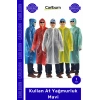 Özel Üretim Su Geçirmez Polietilen Pratik Kapüşonlu Standart Beden Hafif Kullan At Yağmurluk Mavi