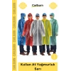 Özel Üretim Su Geçirmez Polietilen Pratik Kapüşonlu Standart Beden Hafif Kullan At Yağmurluk Mavi