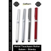 Özel Üretim Şık Dokunmatik Başlıklı Kurumsal Prestijli Promosyon Metal Touchpen Roller Kalem Gümüş