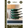 #Organizer Mutfak Dolabı İçi Çok Katlı Yer Tasarrufu Sağlayan Dayanıklı Siyah Modern Şık Raf Metal Tava Organizeri