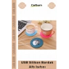 #BardakIsıtıcı Karbon Fiber Isıtma Pedli Taşınabilir Ofis Masaüstü Şık USB Silikon Bardak Altı Isıtıcı