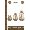 Özel Üretim Şık Estetik Geometrik Lüks Modern Salon Antre Dekoratif Gold Metal 3lü Fener Mumluk Set