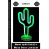 #Aydınlatma Modern Dekoratif Yeşil LED Pilli USB Ofis Ev Şık Neon Işıklı Kaktüs Masa Gece Lambası