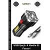 #ElFeneri Ultra Parlak COB LED Şarj Göstergeli Kamp Piknik Işıldak Multi USB Şarjlı 4 Modlu El Feneri