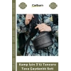 #KampSeti Katlanabilir Alüminyum Isı İletkenliği Yüksek Profesyonel Outdoor Piknik Kamp İçin 3lü Tencere Tava Çaydanlık Seti