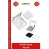 #Ayna Handmade El İşçiliği Lüks Modern Cep Çanta Boyu Makyaj Aksesuarı Şık Çerçeveli Derili Ayna Siyah