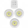 Özel Üretim Mutfak Banyo Pilli Gece Işığı Seti Uzaktan Kumandalı Yapışkanlı 3lü Led Spot Lamba