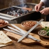 Özel Üretim Dayanıklı Kalın Profesyonel Adana Kebap Şişi 60 cm Yassı Metal Mangal Ekipmanı