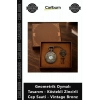 Özel Üretim Nostaljik Antika Geometrik Oymalı Tasarım Köstekli Zincirli Cep Saati Vintage Bronz